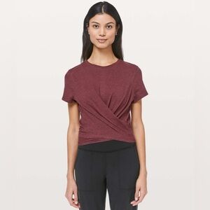Lululemon Time To Restore Short Sleeve | Heathered Dark Sport Red | Size 6